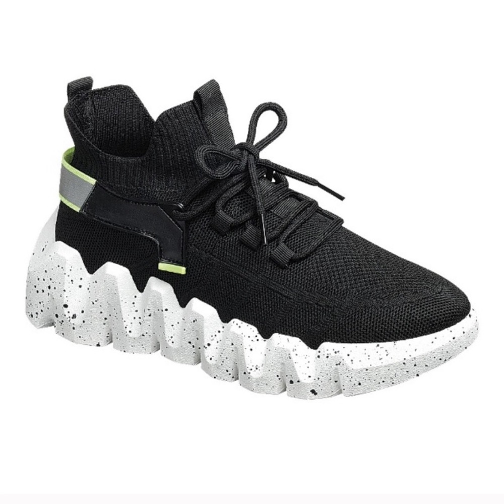 Black FlyKnit Oversized Chunky Platform Sneaker - Picture 8 of 12